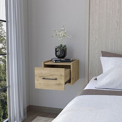 Elfrida Wall-mounted Nightstand, Sleek Single-drawer Design With Spacious Top Shelf