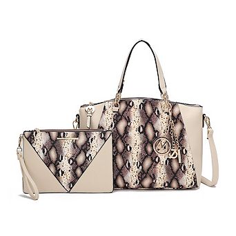 MKF Collection Addison Snake Embossed Tote Bag with matching Wristlet Pouch by Mia K- 2 pc