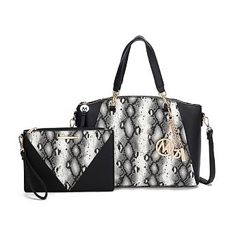 MKF Collection Addison Snake Embossed Tote Bag with matching Wristlet Pouch by Mia K- 2 pc