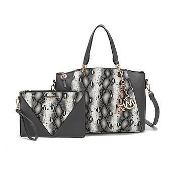 MKF Collection Addison Snake Embossed Tote Bag with matching Wristlet Pouch by Mia K- 2 pc