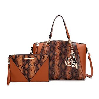 MKF Collection Addison Snake Embossed Tote Bag with matching Wristlet Pouch by Mia K- 2 pc