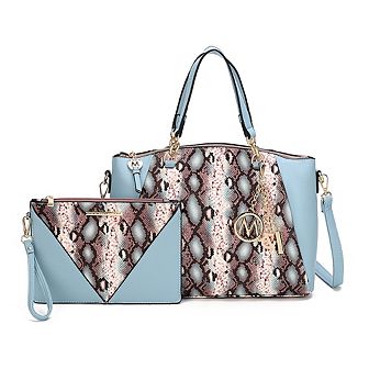 MKF Collection Addison Snake Embossed Tote Bag with matching Wristlet Pouch by Mia K- 2 pc