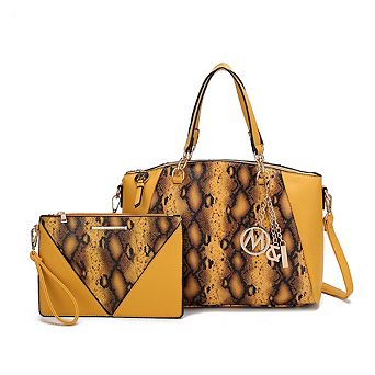 MKF Collection Addison Snake Embossed Tote Bag with matching Wristlet Pouch by Mia K- 2 pc
