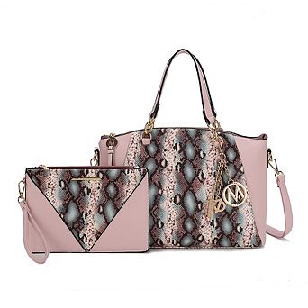 MKF Collection Addison Snake Embossed Tote Bag with matching Wristlet Pouch by Mia K- 2 pc