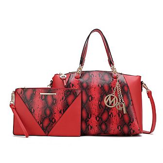 MKF Collection Addison Snake Embossed Tote Bag with matching Wristlet Pouch by Mia K- 2 pc