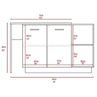 Quebec 2 Piece Kitchen Set, Kitchen Island + Pantry Cabinet, White /light Oak