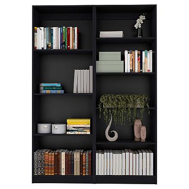 Sutton 2 Piece Living Room Set With 2 Bookcases, Black