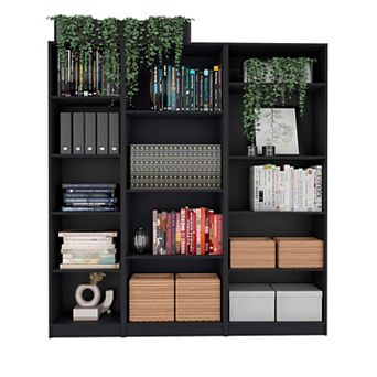 Avra 3 pc Living Room Set With 3 Bookcases, Black