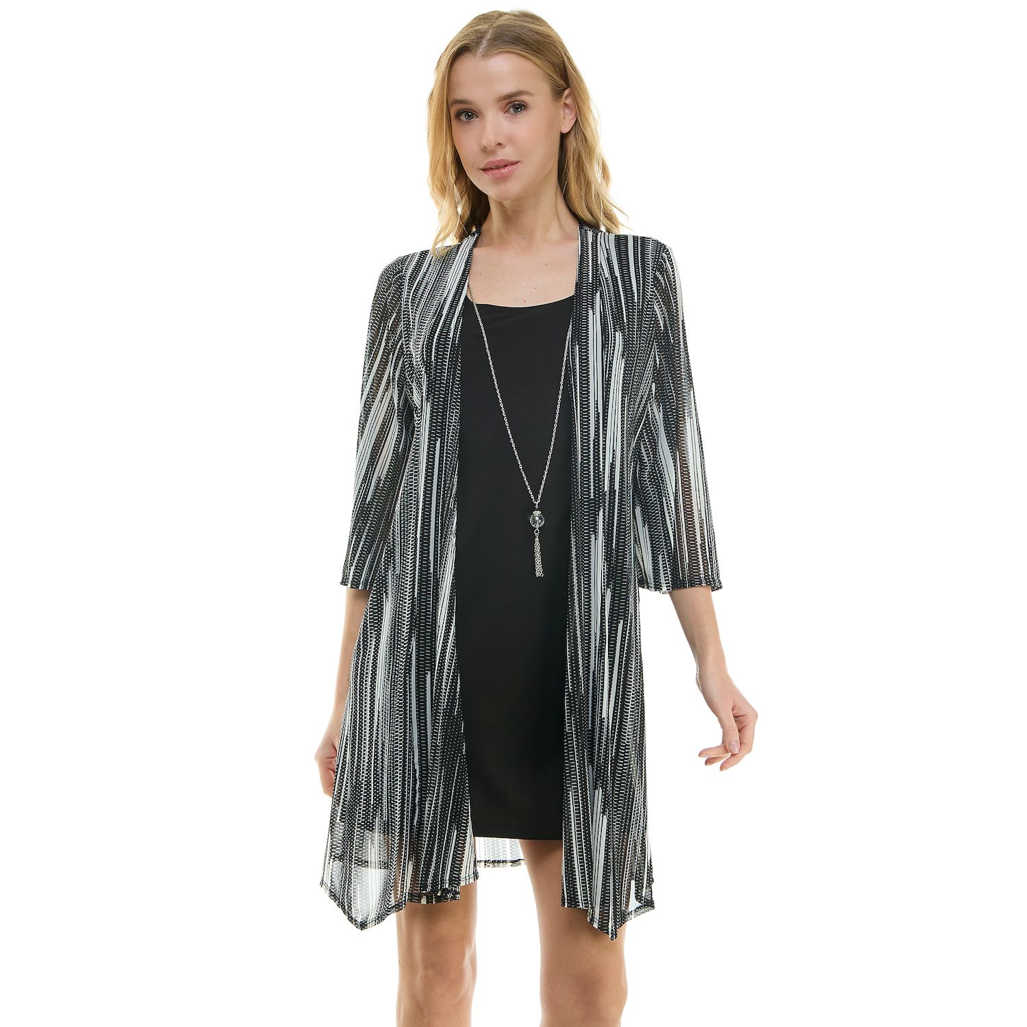 Женские платья Luxology 2 pc Mesh Jacket & Dress Set, цвет: Чёрный кремовый