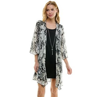 Women's Luxology 2 pc Bell Sleeve Jacket & Drop Collar Dress Set