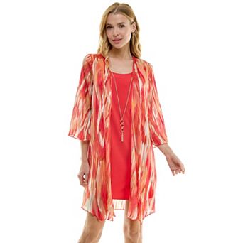 Women's Luxology 2 pc Bell Sleeve Jacket & Drop Collar Dress Set