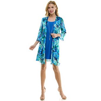 Women's Luxology 2 pc Bell Sleeve Jacket & Drop Collar Dress Set