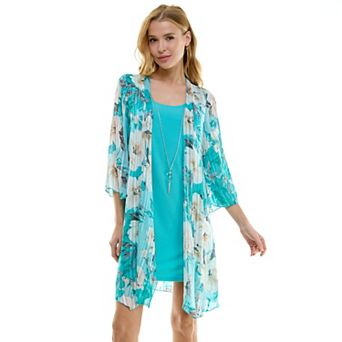 Women's Luxology 2 pc Bell Sleeve Jacket & Drop Collar Dress Set