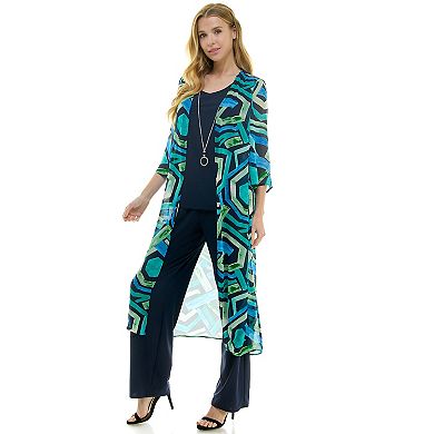 Women's Luxology 3-Piece Cardigan, Tank Top & Pants Set