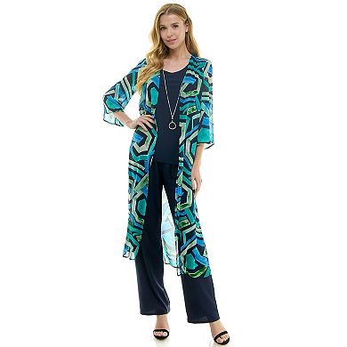 Women's Luxology 3-Piece Cardigan, Tank Top & Pants Set