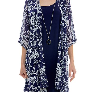 Women's Luxology 2-Piece 3/4 Bell Sleeve Cardigan & Dress Set