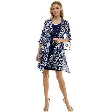 Women's Luxology 2-Piece 3/4 Bell Sleeve Cardigan & Dress Set