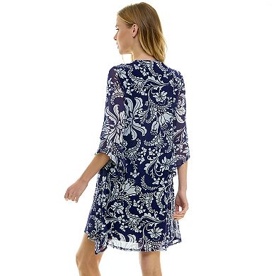 Women's Luxology 2-Piece 3/4 Bell Sleeve Cardigan & Dress Set