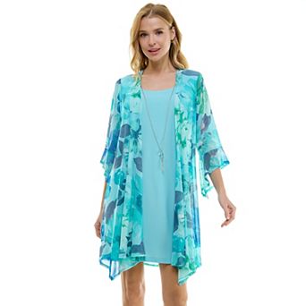 Women's Luxology 2 pc 3/4 Bell Sleeve Cardigan & Dress Set