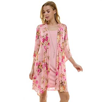 Women's Luxology 2 pc 3/4 Bell Sleeve Cardigan & Dress Set