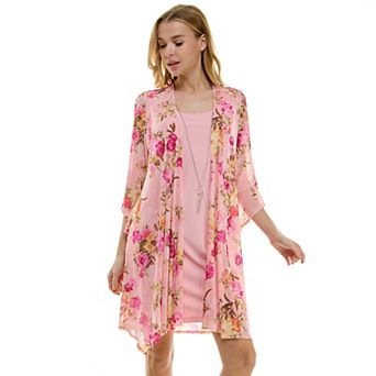 Women's Luxology 2 pc 3/4 Bell Sleeve Cardigan & Dress Set