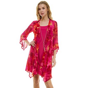 Women's Luxology 2 pc 3/4 Bell Sleeve Cardigan & Dress Set