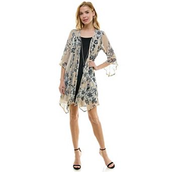 Women's Luxology 2 pc 3/4 Bell Sleeve Cardigan & Dress Set