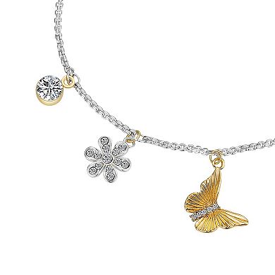 Brilliance Crystal Butterfly, Flower, "Soul Sisters" Adjustable Bracelet
