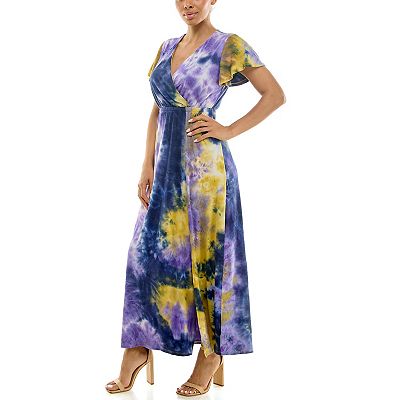 Nina Leonard Women's Flutter Sleeve Maxi Dress, Small
