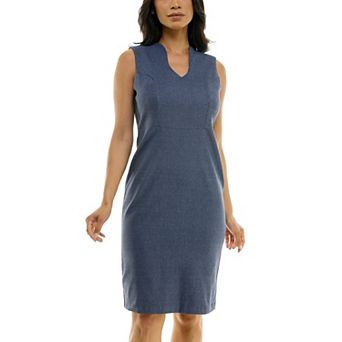 Women's Nina Leonard U-Neck Sheath Midi Dress