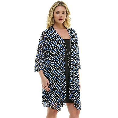 Plus Size Luxology 2-Piece 3/4 Sleeve Cardigan & Dress Set