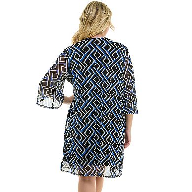 Plus Size Luxology 2-Piece 3/4 Sleeve Cardigan & Dress Set