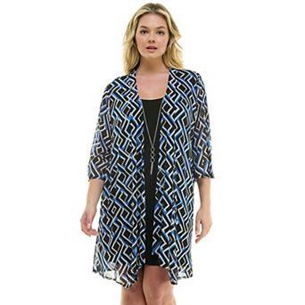 Plus Size Luxology 2 pc 3/4 Sleeve Cardigan & Dress Set