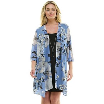Plus Size Luxology 2 pc 3/4 Sleeve Cardigan & Dress Set