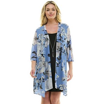 Plus Size Luxology 2 pc 3/4 Sleeve Cardigan & Dress Set