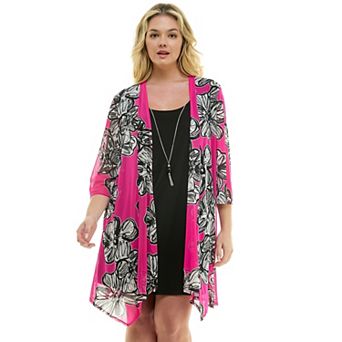 Plus Size Luxology 2 pc 3/4 Sleeve Cardigan & Dress Set