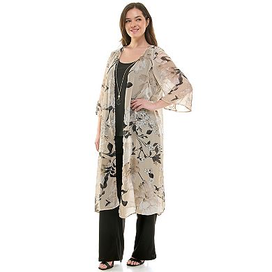 Plus Size Luxology 3-Piece Cardigan, Tank Top & Pant Set