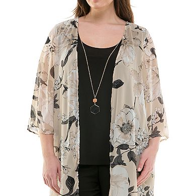 Plus Size Luxology 3-Piece Cardigan, Tank Top & Pant Set