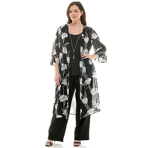 Женские платья Luxology Plus Size Luxology 3 pc Cardigan, Tank Top & Pant Set