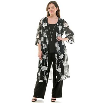 Plus Size Luxology 3 pc Cardigan, Tank Top & Pant Set