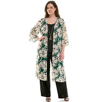 Plus Size Luxology 3 pc Cardigan, Tank Top & Pant Set