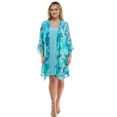 Plus Size Luxology 2-Piece Dress & Cardigan Set 