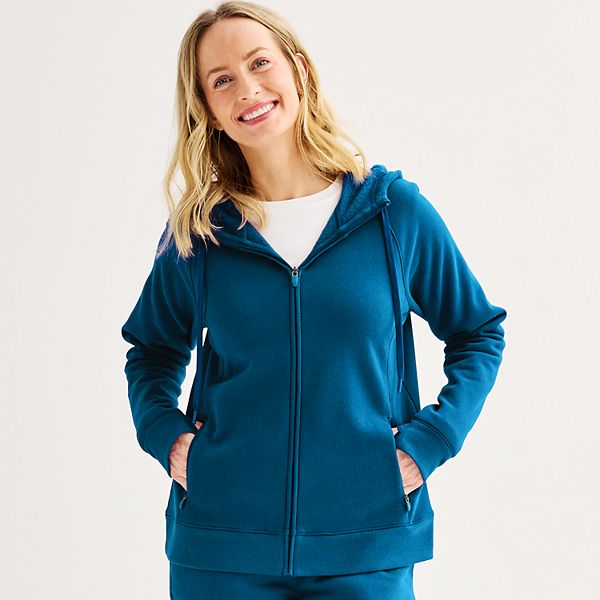 Women's Tek Gear® Ultrasoft Fleece Hoodie Jacket - Blue Crayon (SMALL)