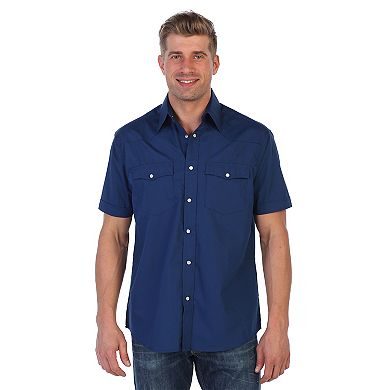 Gioberti Mens Casual Western Solid Short Sleeve Shirt With Pearl Snaps