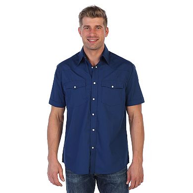 Gioberti Men's Casual Western Solid Short Sleeve Shirt With Pearl Snaps
