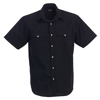 Gioberti Men's Casual Western Solid Short Sleeve Shirt With Pearl Snaps