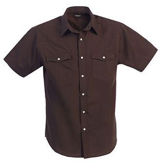 Gioberti Men's Casual Western Solid Short Sleeve Shirt With Pearl Snaps