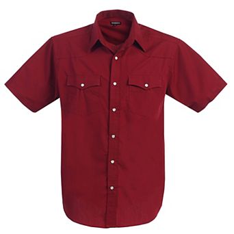 Gioberti Men's Casual Western Solid Short Sleeve Shirt With Pearl Snaps