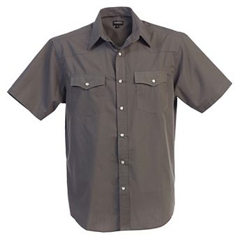 Gioberti Men's Casual Western Solid Short Sleeve Shirt With Pearl Snaps