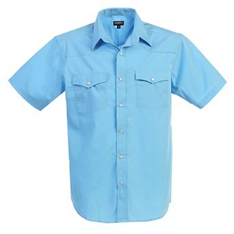 Gioberti Men's Casual Western Solid Short Sleeve Shirt With Pearl Snaps